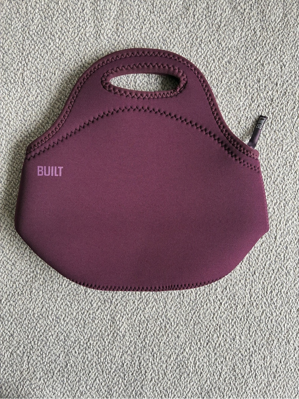 BUILT NY Neoprene Insulated Lunch Tote Bag Burgundy Reusable Zipper Lunch Bag